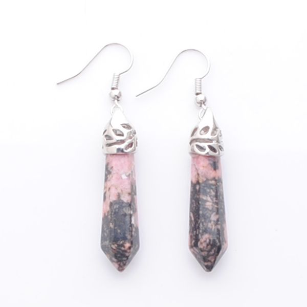 

beauty fashion bullet shaped dangle earrings for women party jewelry natural rhodochrosite gemstone chips beads hanging earring dr3071, Silver