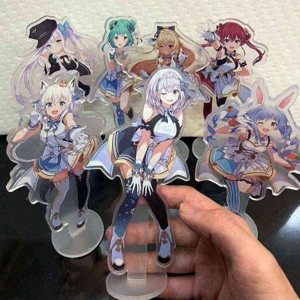

cutey hololive vtuber acrylic usada pekora uruha rushia hosimati suisei inugami korone bags stand model anime figure keychain aa220318, Silver
