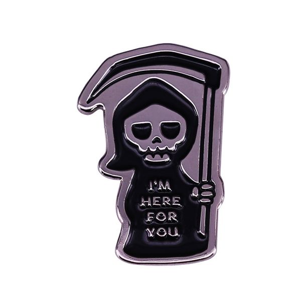 

here for you grim reaper lapel pin gothic death skeleton brooch, Blue