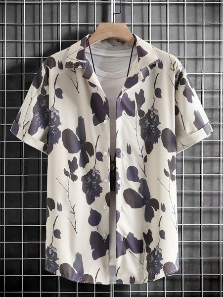 

men random floral print shirt without tee 92wi#, White;black