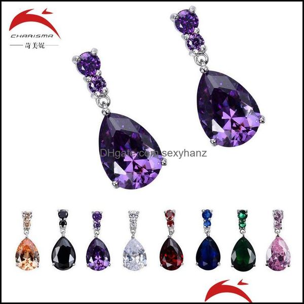 

dangle chandelier 1 pair of fashion jewelry ladies valentines day gift sier big stone drop diamonds beautif crystal zircon earrings dhswr, Silver