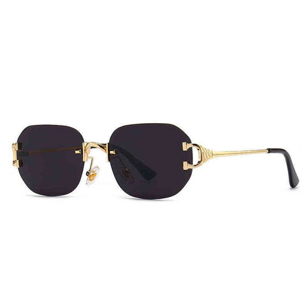 

sun glass 2022 new fashion men's and women's small frame personalized metal frameless sunglasses and sunglasses, White;black