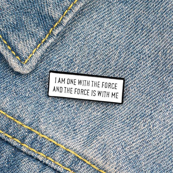 

i am one with the force meme enamel pins wihte tag badge power slogan movie jewelry brooches lapel pin for friends gifts, Blue