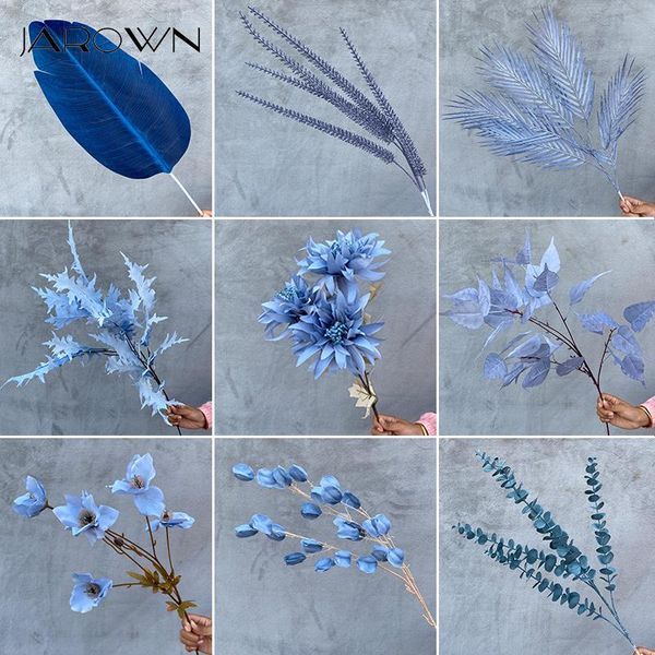 Fiori decorativi Ghirlande Blu reale Fiore scuro Pianta Foglia Materiale Fila artificiale Puntelli fai da te Rosa Peonia Decorazione di nozze Decorazioni per festeDe