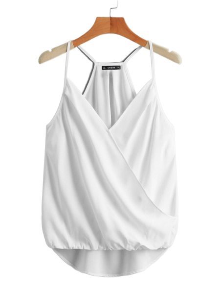 

plus surplice neck high low hem cami p7vj#, Black