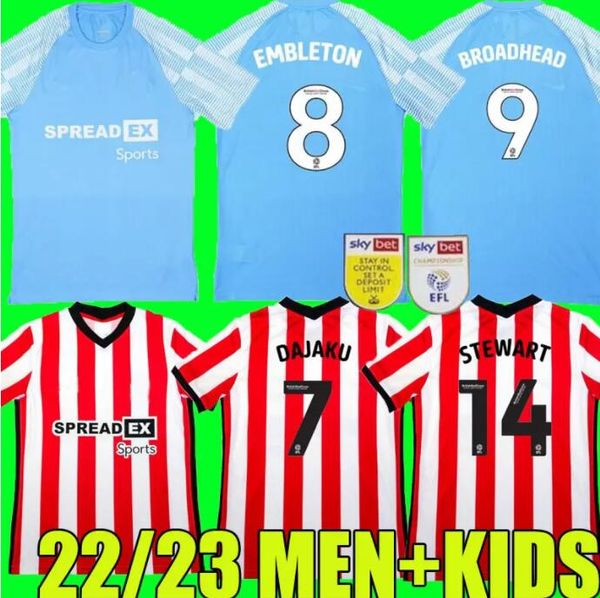 

sunderland 22 23 soccer jerseys 2022 2023 sunderland stewart men kids kit football shirts, Black;yellow