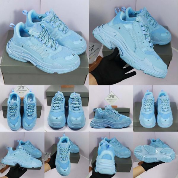 

new women men triple s shoe dad blue casual shoes crystal bottom paris 17fw leisure sneakers for vintage old grandpa trainer chaussures, Black
