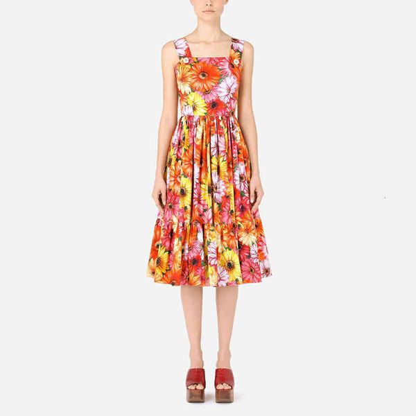

casual dresses summer cotton dress summer flower print backless suspender for women yhzq, Black;gray