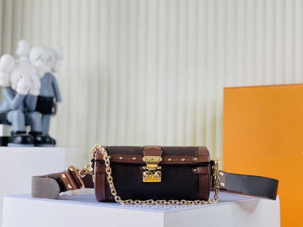 

2023 luxury designer ladies bag chain bag vintage handbag round drum medium shoulder bag presbyopia pillow rippled crossbody 57835 wallet