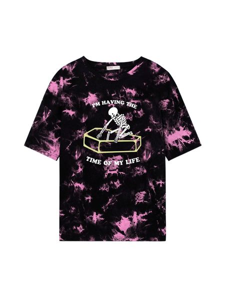 

romwe x stevenrhodes skull tie dye tee x9eh#, White