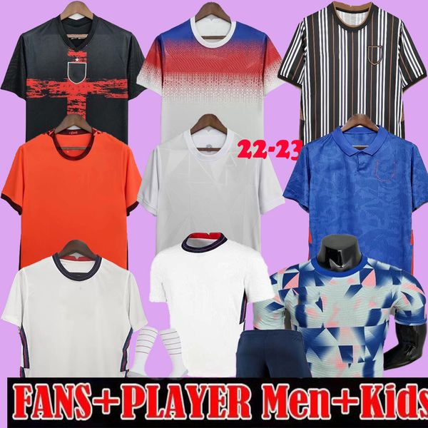

size s-4xl 2022 2023 soccer jersey kane sterling rashford sancho henderson barkley maguire 22 23 national football shirts men + kids kit set, Black;yellow