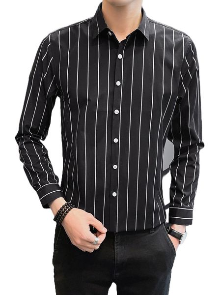

men striped button up shirt r90p#, White;black
