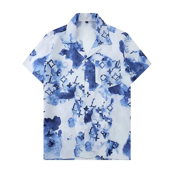

luxury designer shirts mens fashion geometric print bowling shirt hawaii floral casual shirts men slim fit short sleeve variety yy, White;black
