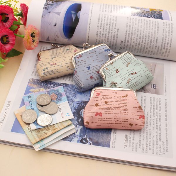 

dhl120pcs coin purses women polyester retro dragonfly prints hasp short wallets mix color, Red;black
