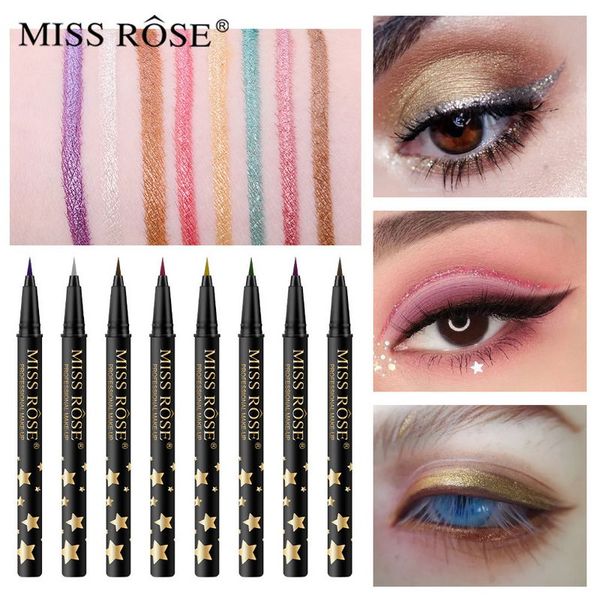 MISS ROSE Color Liquid Eyeliner Pen Wasserdichter, schweißfester, langlebiger, schnell trocknender Eyeliner Pencil Makeup