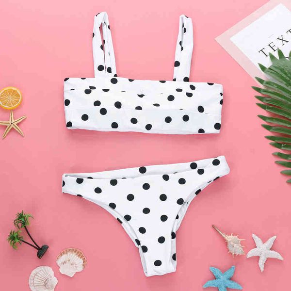 

split 2022 swimsuit women's wave point strapl swimsuit bikini high waist, White;black