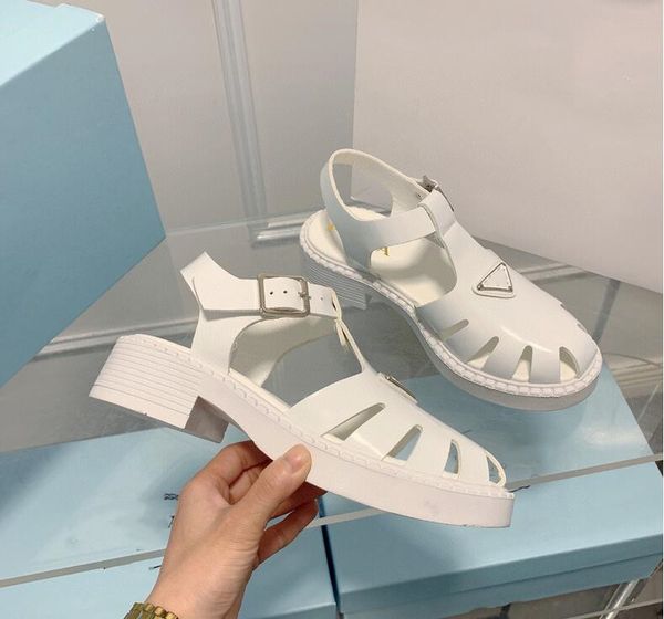 

2022 designer monolith sandals foam rubber sandal womens chunky-sole fisherman platform slides triangle metal slippers retro beach loafers r, Black