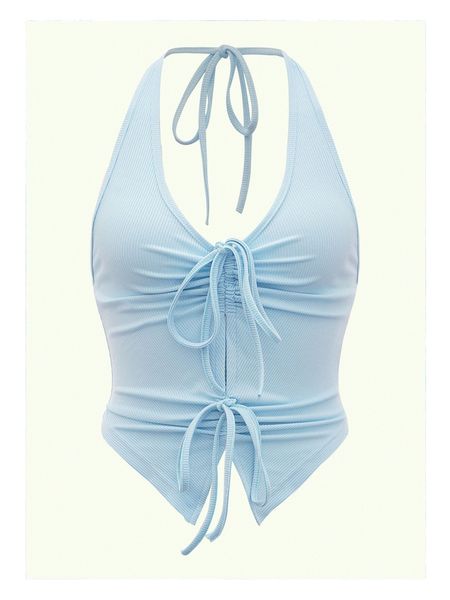 

ruched bust drawstring halter 43ga#, White