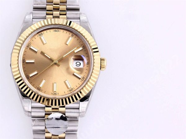 MP Factory Watch ST9 Acero inoxidable Gold Baton Dial 2813 Movimiento 36 mm 126333 126334 Correa mecánica automática Relojes de pulsera de cristal de zafiro