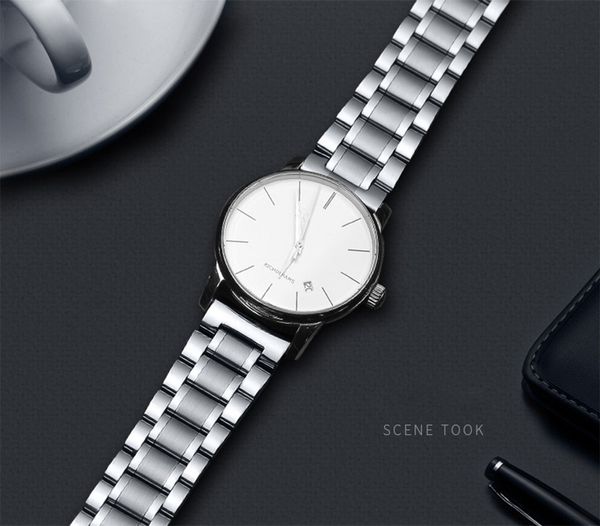 

q7 classic stainless steel watch bands men's double button butterfly buckle steel universal strap watches, Black;brown