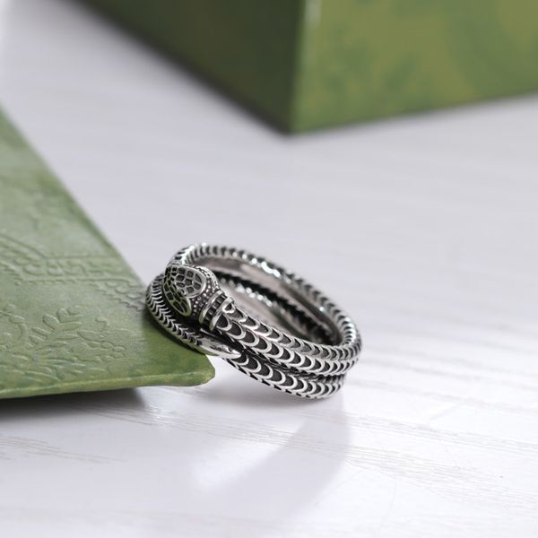 

2022 luxury ring bracelet jewelry sj. spirit snake double classic domineering ring for old black men and women loversnew jewellery, Silver