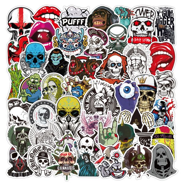 

50pcs waterproof terror horror skeleton theme stickers aesthetics for diy phone case laptire guitar skateboard notebook car cool decals