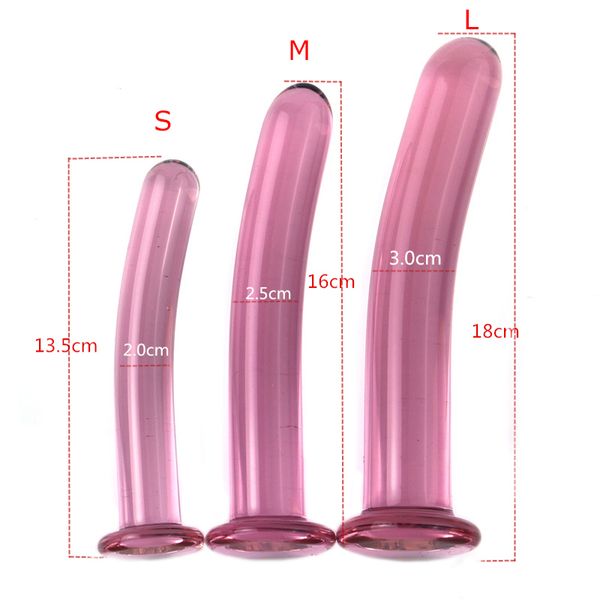 Plug anale in cristallo rosa Dildo liscio per le donne Big Butt Massaggio alla prostata Dilatatore della vagina Prodotti sexy Coppia