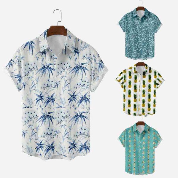 

men's casual shirts european summer men's large loose print shirt fashion beach casual cs5z, White;black