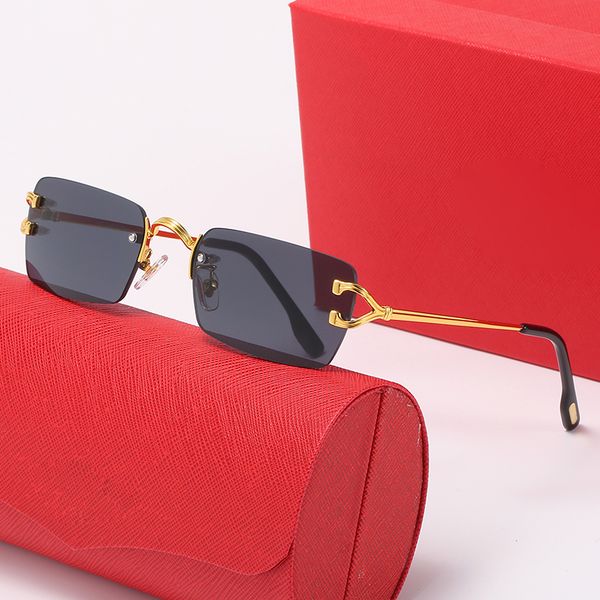 

designer glasses frameless luxury brand eyeglasses summer eyewear fashion glasses retro small frame design uv400 4 color optional sunglasses, White;black