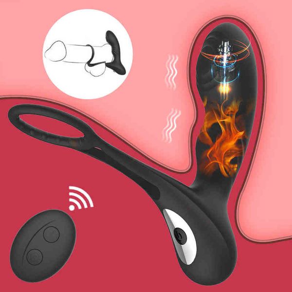 NXY Anal Oyuncaklar Çift Yüzük Tapa Vibratör Isıtma Yapay penisi erkek prostat Masaj Gecikme Boşaltma Testis Bonaj Masaj Seks Oyuncak Mağazası 220506