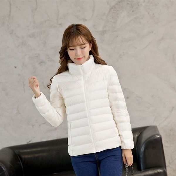 

winter jacket women ultra light down jacket women coat 90% duck down jacket packable thin feather short parka y200107, Black