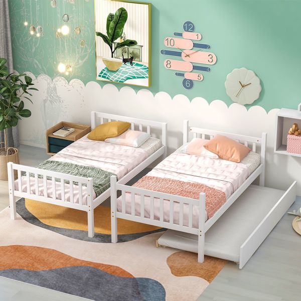 

children's teen bedroom room furniture convertible into 2 bed swhite