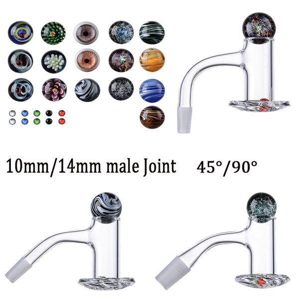 Bong in vetro Banger Blender Spin Banger Nails Accessori per fumatori Bordo smussato Senza cuciture Bangers al quarzo completamente saldati 10mm 14mm Giunto maschio 45 90ﾰ Con cappuccio spinner