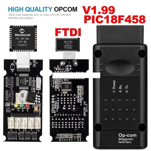 

opel opcom v1.99 with pic ftdi obd2 auto obd diagnostic scanner tool op com can bus interface kit software usb update