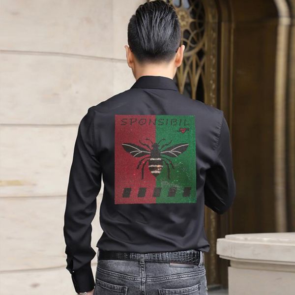 

brand new men shirt mens rhinestone popular casual men clothing, White;black