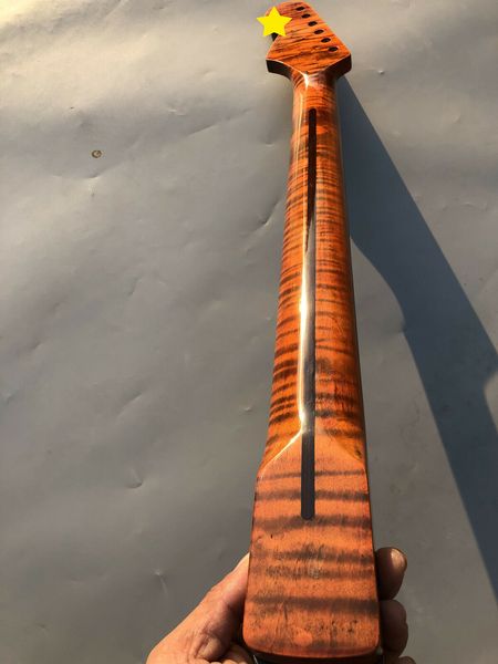 

special offer flame maple guitar neck 22fret 25.5inch yellow paint dot inlay #s