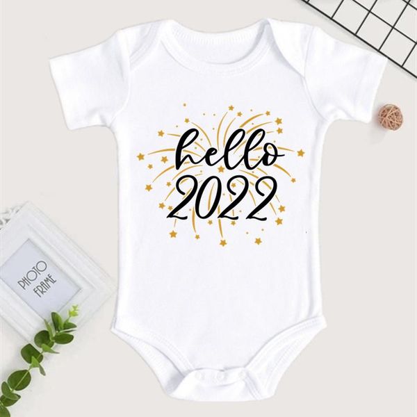 Pagliaccetti Hello 2022 Body neonato in cotone manica corta neonato tutina corpo ragazzi ragazze anno Ropa vestiti Natale
