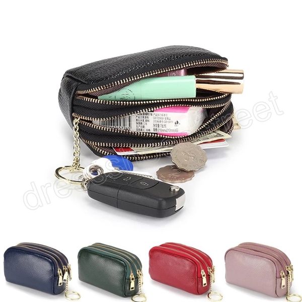 Mulheres Moeda Bolsa Couro Pequena Mini Carteira Feminina Carteira da Carta Carta Porte Card Pacotes de dinheiro Polas de moeda Zip Purse