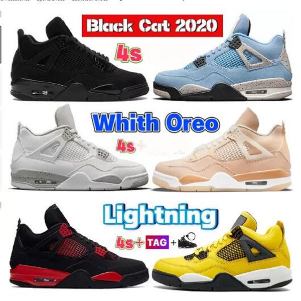 

high mens 4 black cat university blue bred 4s basketball shoes white oreo shimmer fire red thunder metallic purple paris men women designer