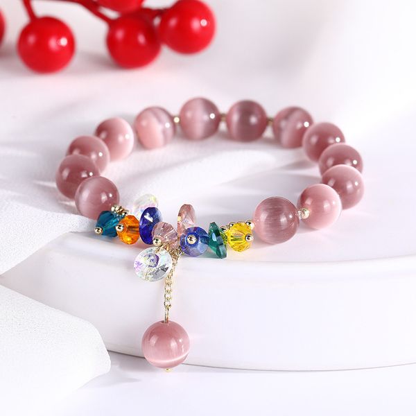 

eye stone bracelet female personality fashion crystal band pendant bracelet, Golden;silver