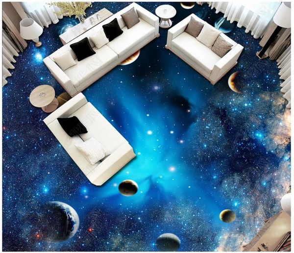 Photo Photo Photo Pavimentazione Carta da parati 3D Adesivi murali Sky Modern Sky Universe Star Planet 3D Pavimento Pittura Pareti Papers Decorazione della casa