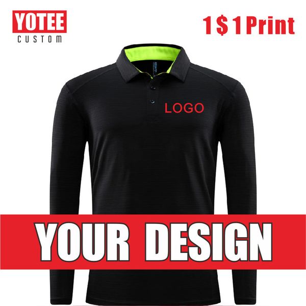 

yotee men's sports golf long-sleeved polo shirt custom breathable quick-drying collar t-shirt high-end casual fitness 220608, White;black