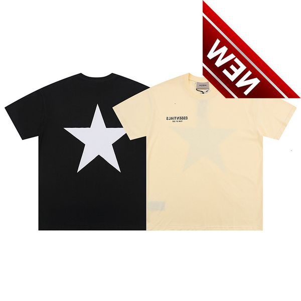 

22 essentials men's and wo short sleeve fashion printed five pointed star summer loose couple t-shirt wo, White;black