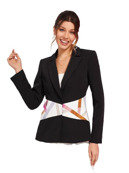

x bianca isabela striped hidden button blazer b8f9#, White