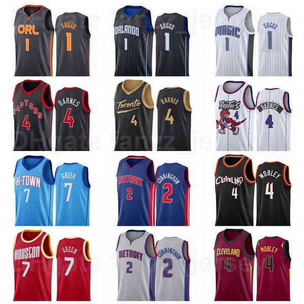 

men kids women screen print basketball evan mobley jersey scottie barnes breathable for sport fans pinstripe purple blue white red black pur, Black;red