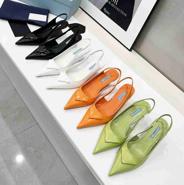 

designer women sandals wedges sandal pointed toe high heels genuine bright leather patent high heel back strap designers runway new 2022 spr, Black