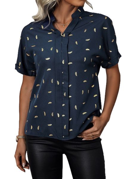 

feather print dolman sleeve blouse i2te#, White
