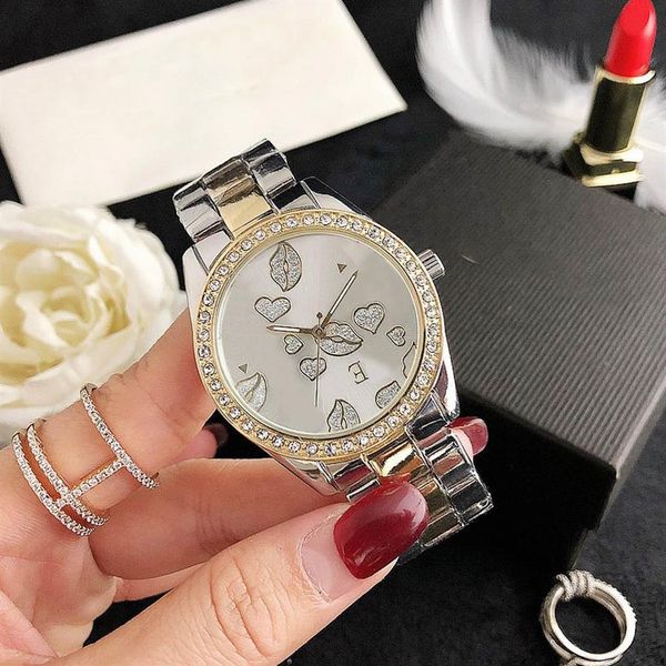 

fashion brand watches lady women girl crystal style steel metal band quartz wrist watch gs36219e, Slivery;brown