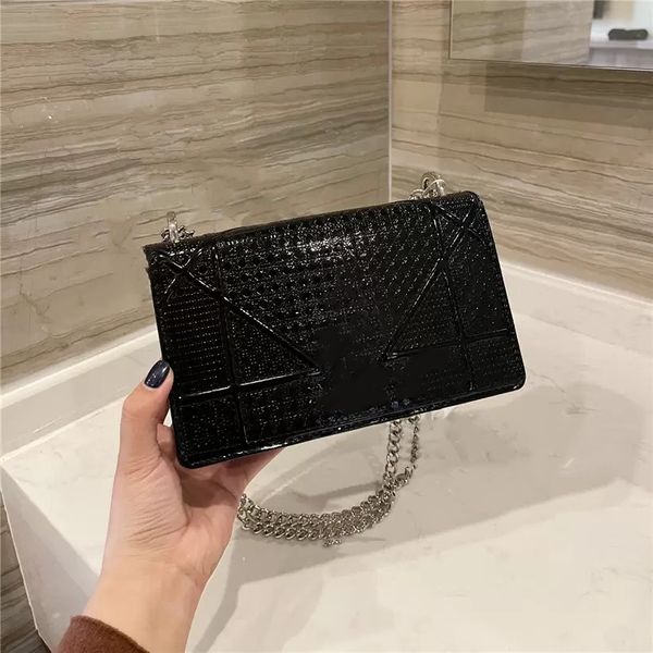 

fashion women gold color side shoulder bags silver black sparking girls lady flap office handbags shining pub bar party chain mini hand bag