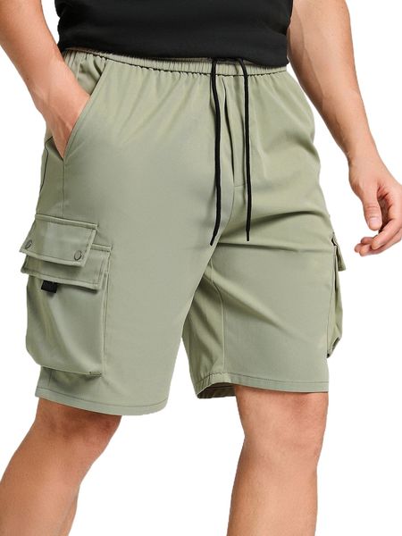 

men flap pocket side drawstring waist shorts d7xc#, White;black